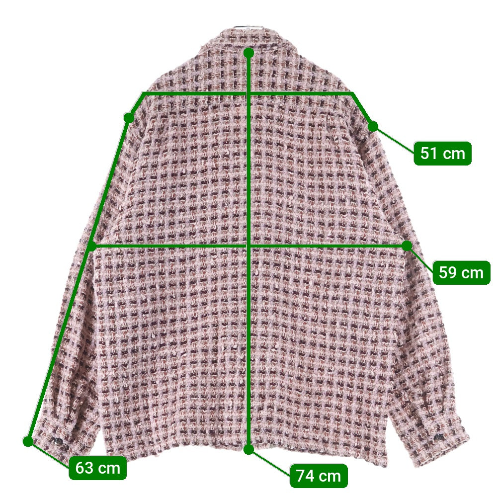 KAPITAL(キャピタル) fancy tweed board shirt ファンシー ツイード ボード 長袖シャツジャケット ピンク K2410LS092