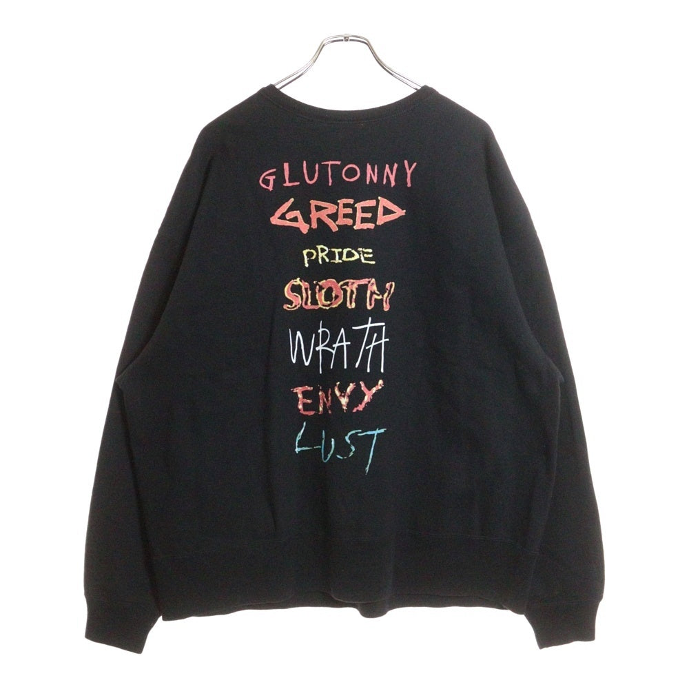 SAINT MICHAEL(セントマイケル) 25SS SEVEN DEADLY CREWNECK SWEAT セブンデッドリー クルーネックスウェットトレーナー ブラック SM-HR8-0000-044