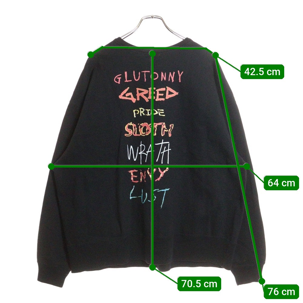 SAINT MICHAEL(セントマイケル) 25SS SEVEN DEADLY CREWNECK SWEAT セブンデッドリー クルーネックスウェットトレーナー ブラック SM-HR8-0000-044