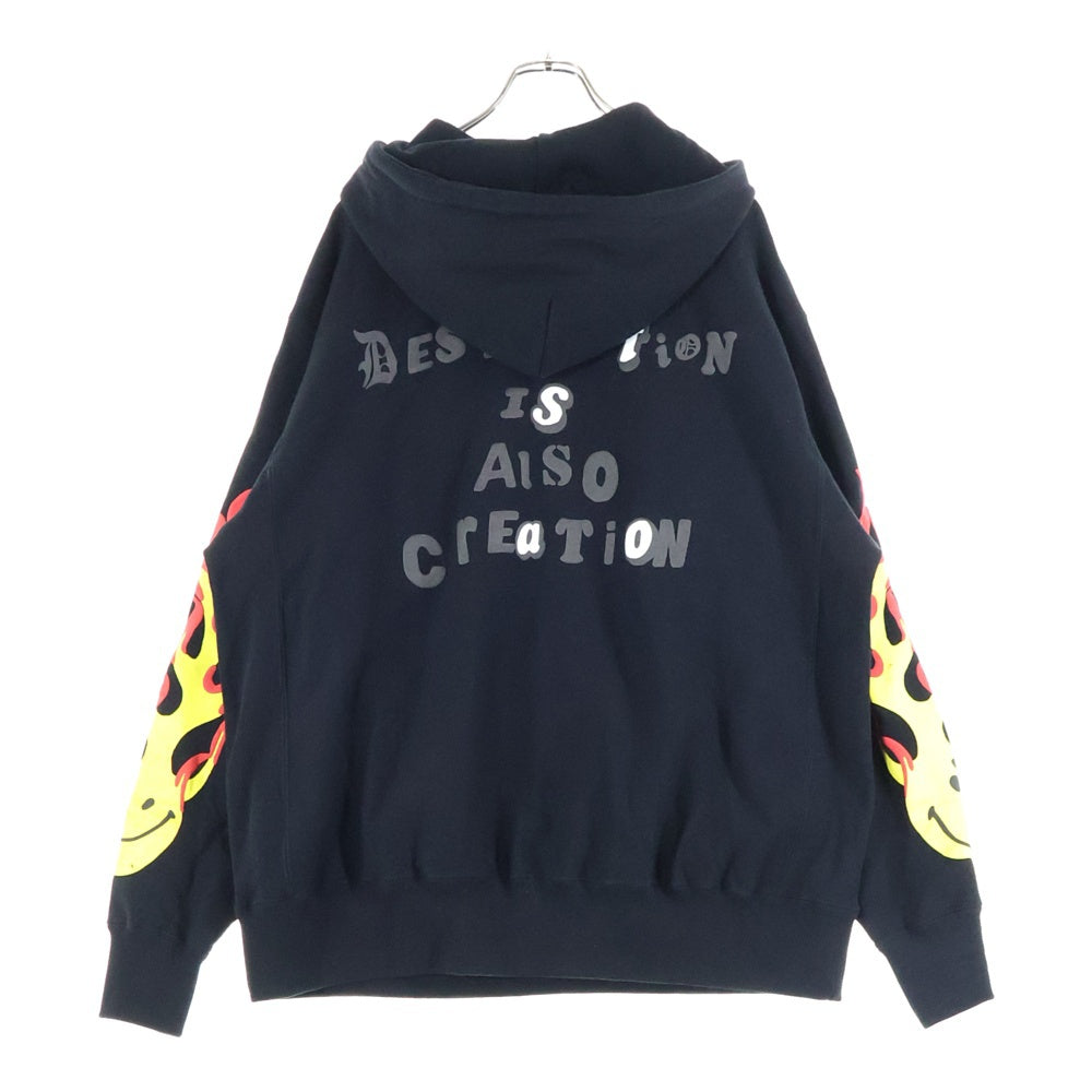 READY MADE(レディメイド) 20SS Smile Hoodie スマイル フレイム プリント フーディ スウェット プルオーバー パーカー ブラック RE-C0-BK-00-00-106