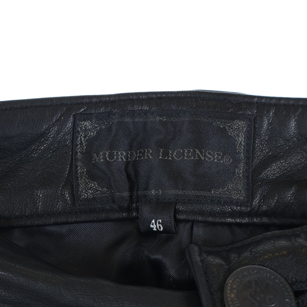 MURDER LICENSE(マーダーライセンス) 山羊革ハーフカーゴパンツ ブラック MLB252 110-151-2023-001