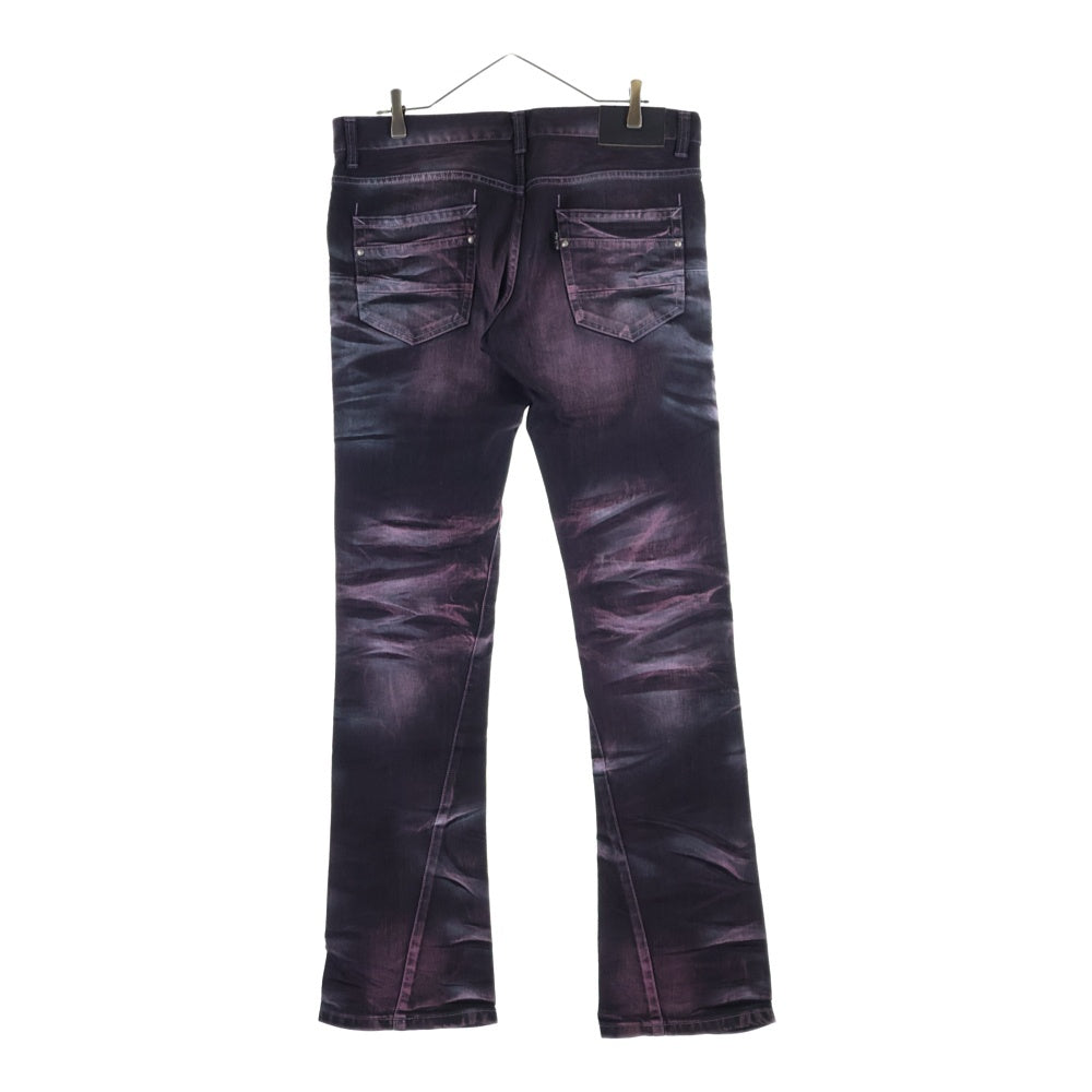 TORNADO MART(トルネードマート) OOSS カラーデザインフレアデニム ブラック/レッド TPT-3208