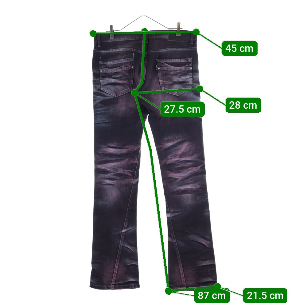 TORNADO MART(トルネードマート) OOSS カラーデザインフレアデニム ブラック/レッド TPT-3208