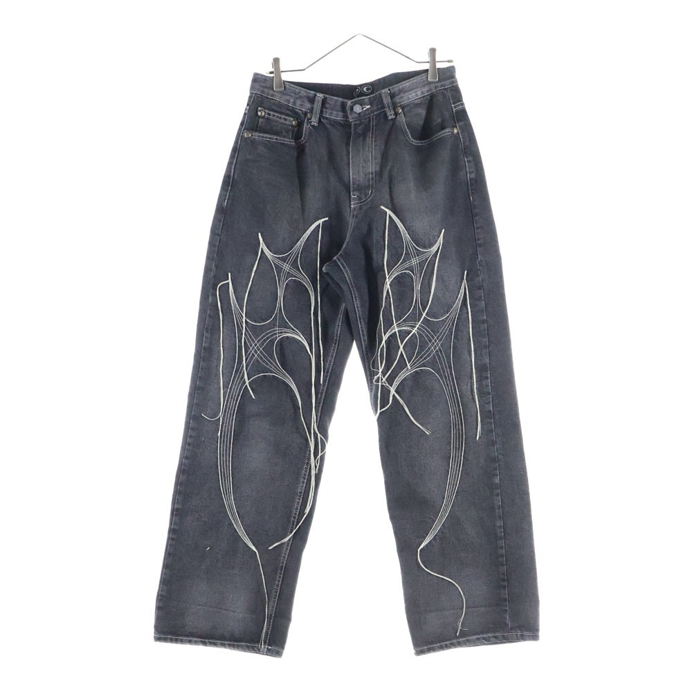 THUG CLUB(サグクラブ) 24SS TRIBAL TREE DENIM PANTS トライバルツリーデニムパンツ ブラック TC24PT0502