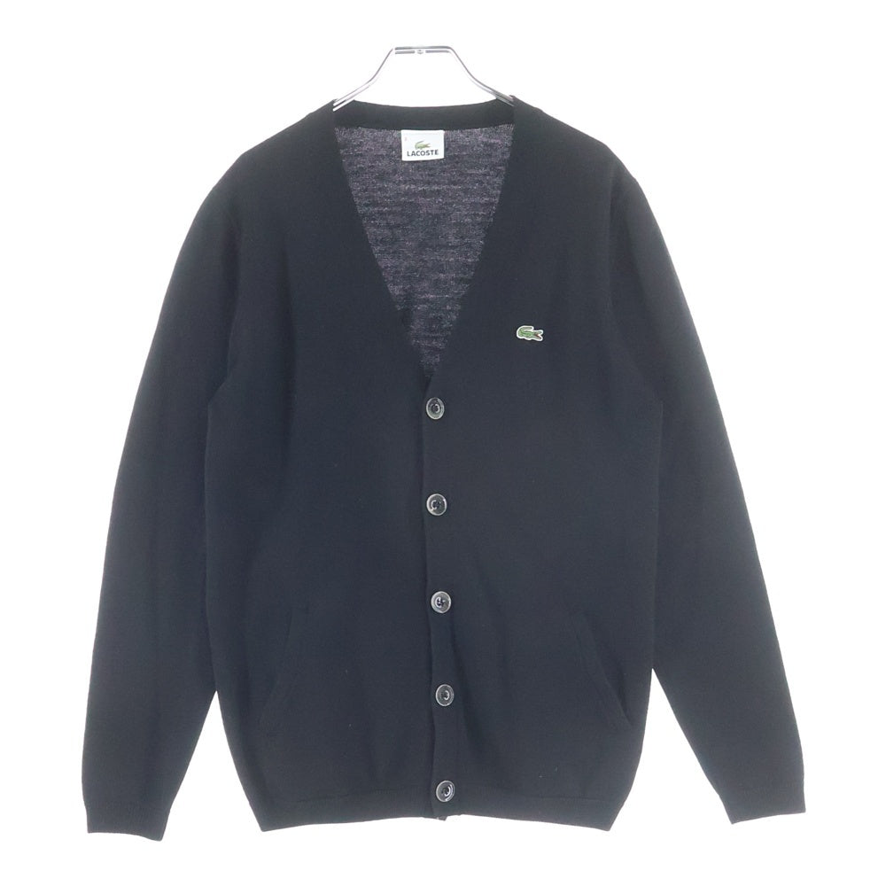 LACOSTE(ラコステ) 胸ロゴ ウールニットカーディガン ブラック