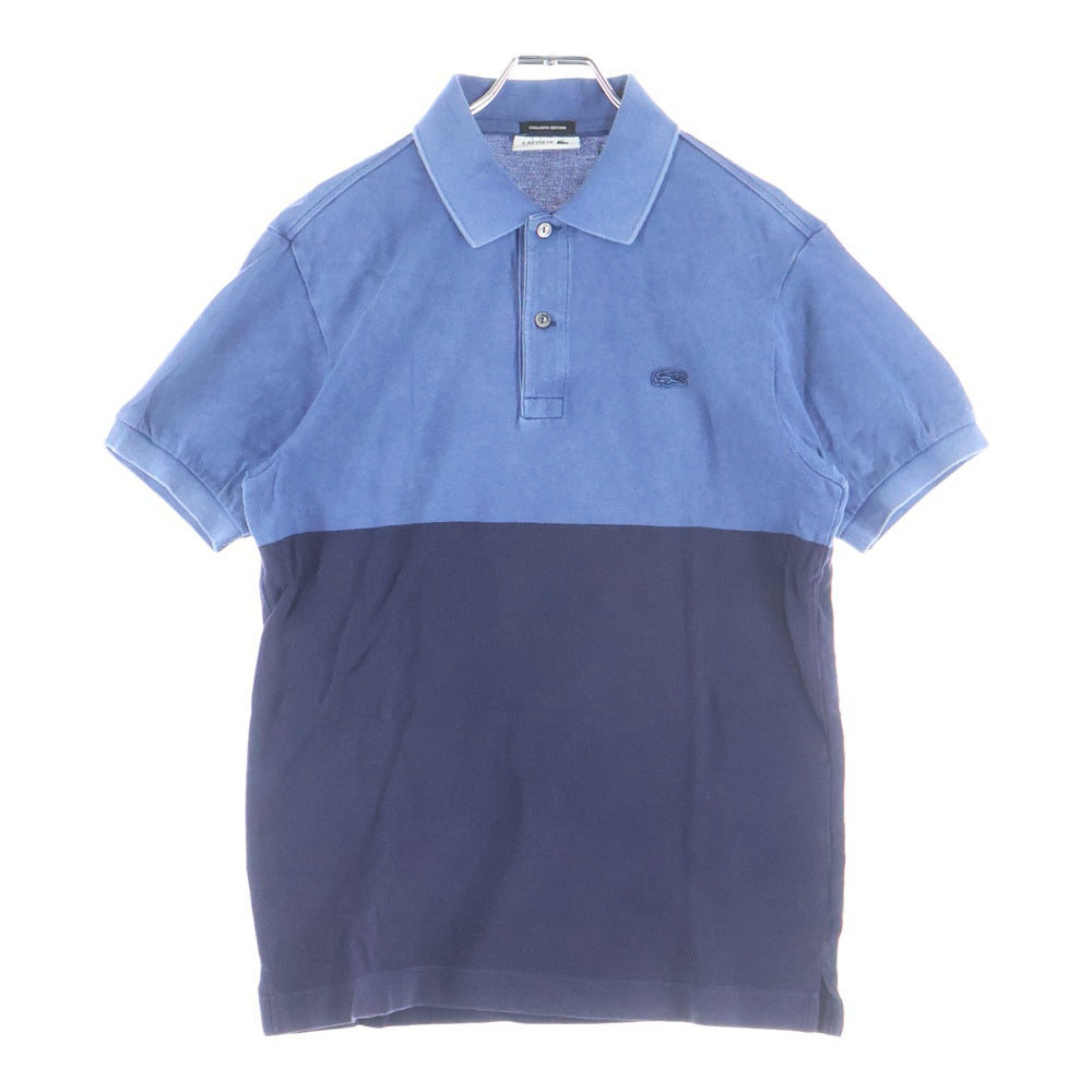 LACOSTE(ラコステ) フロント刺繍 ショートスリーブ ツートーン半袖ポロシャツ ブルー PH302P