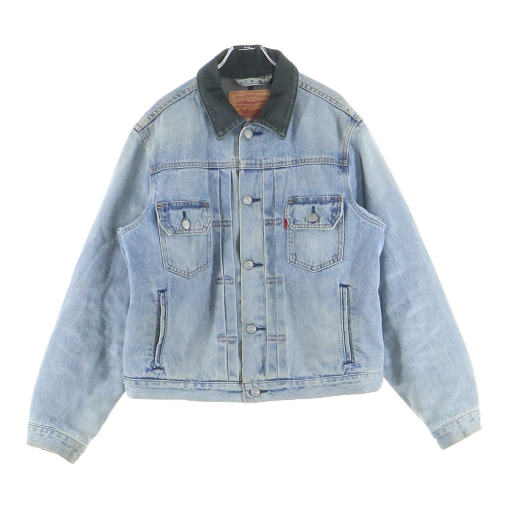 STUSSY(ステューシー) ×Levi's Embossed Trucker Jacket バックロゴ エンボストラッカーデニムジャケット 裏地8ボールロゴプリント ブルー