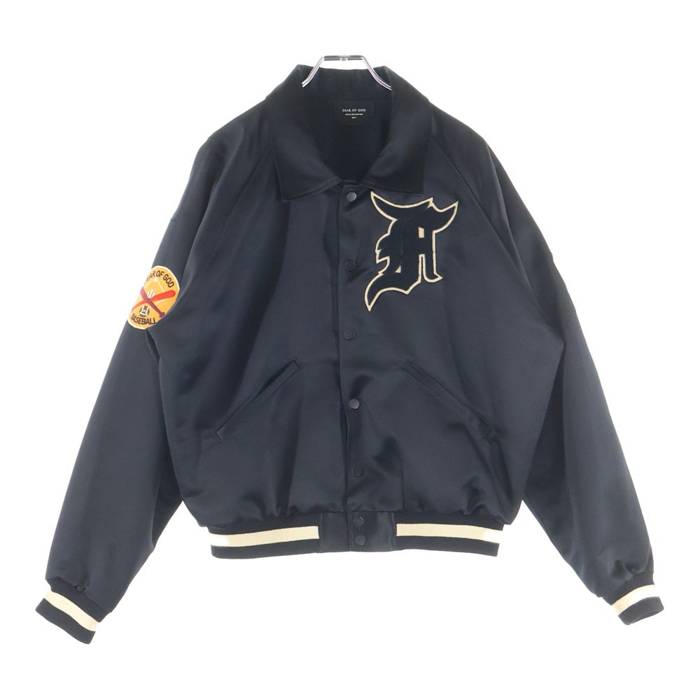 FEAR OF GOD(フィアオブゴッド) FIFTH COLLECTION フィフスコレクション サテンベースボールジャケット ロゴパッチ ブラック 5C17N
