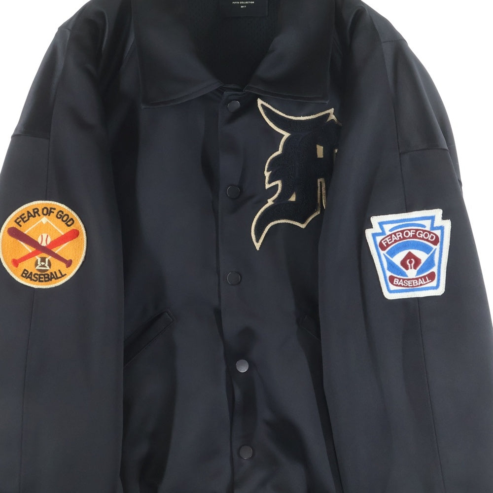 FEAR OF GOD(フィアオブゴッド) FIFTH COLLECTION フィフスコレクション サテンベースボールジャケット ロゴパッチ ブラック 5C17N