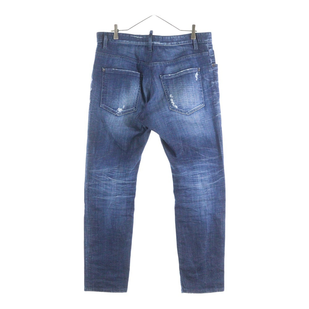 DSQUARED2(ディースクエアード) D2レザーパッチ スキニージーンズ デニムパンツ インディゴ S74LB1721 D30010