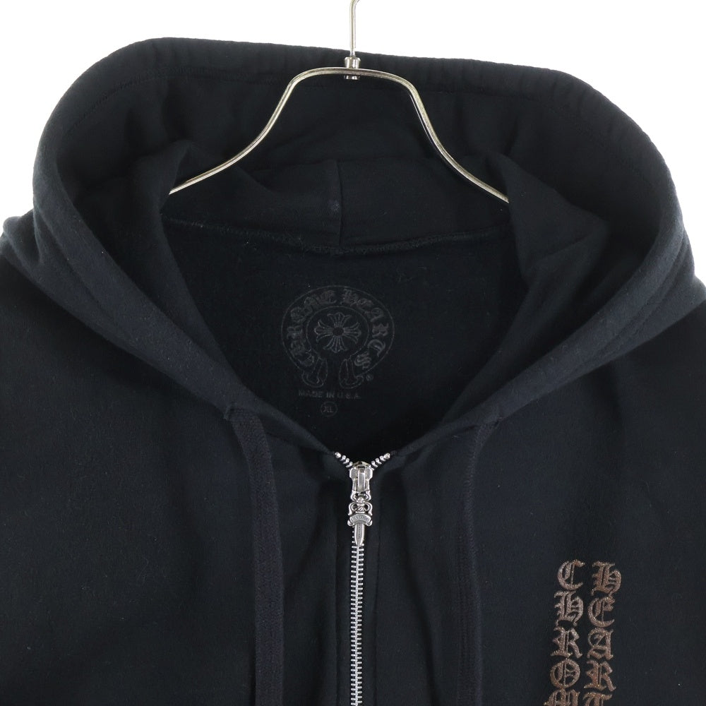 CHROME HEARTS(クロムハーツ) SWTSHRT HD ZIP オンライン限定グリッタープリントジップアップパーカー ブラック/ブラウン