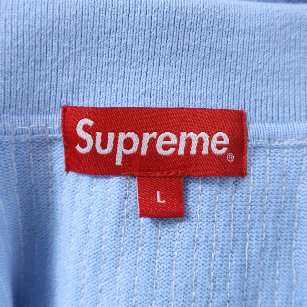 SUPREME(シュプリーム) 23SS Sequin Stripe Zip Polo ストライプ ハーフジップポロシャツ ブルー