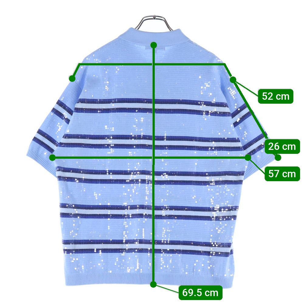 SUPREME(シュプリーム) 23SS Sequin Stripe Zip Polo ストライプ ハーフジップポロシャツ ブルー