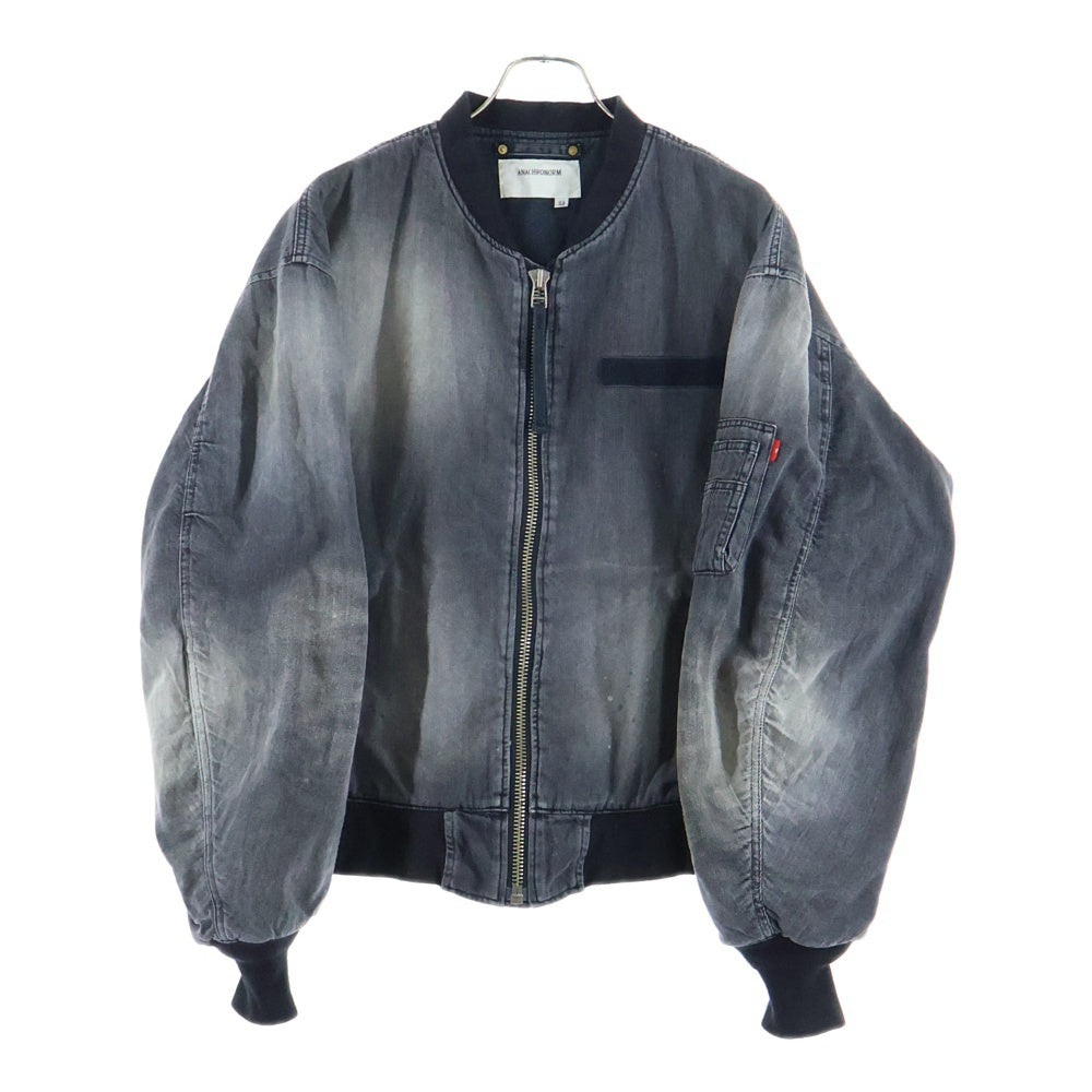 anachronorm(アナクローム) AGING DUAL DENIM MA-1 BLACK デニム生地 MA-1 ジャケット ブラック AN396-W