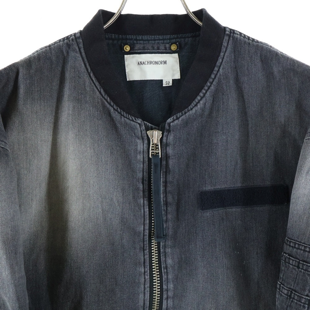 anachronorm(アナクローム) AGING DUAL DENIM MA-1 BLACK デニム生地 MA-1 ジャケット ブラック AN396-W