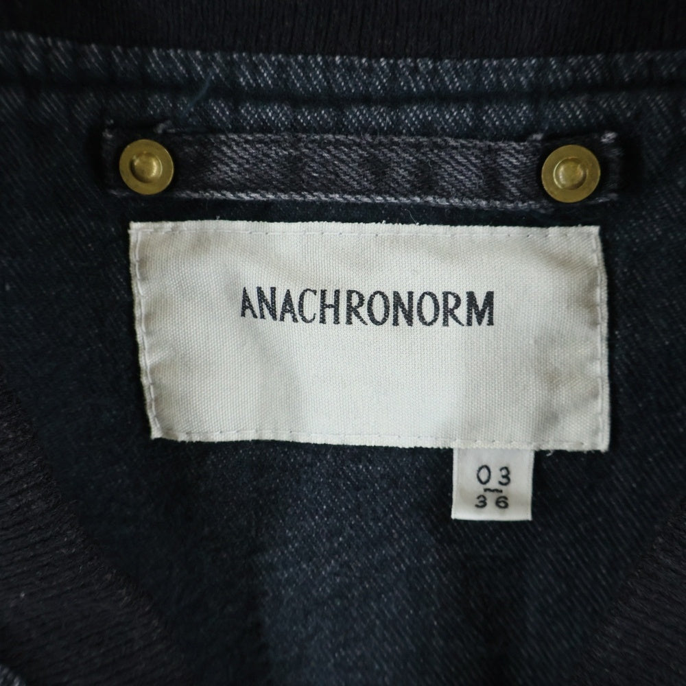 anachronorm(アナクローム) AGING DUAL DENIM MA-1 BLACK デニム生地 MA-1 ジャケット ブラック AN396-W
