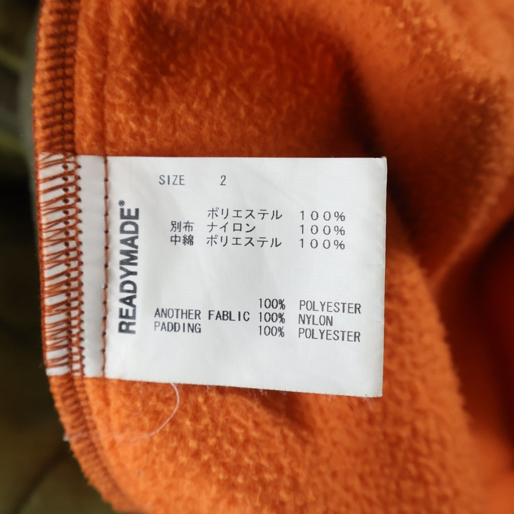READY MADE(レディメイド) 20AW ジップアップ フリースジャケット ライナー切替 ブルゾン カーキ/オレンジ RE-P0-0R-00-00-110