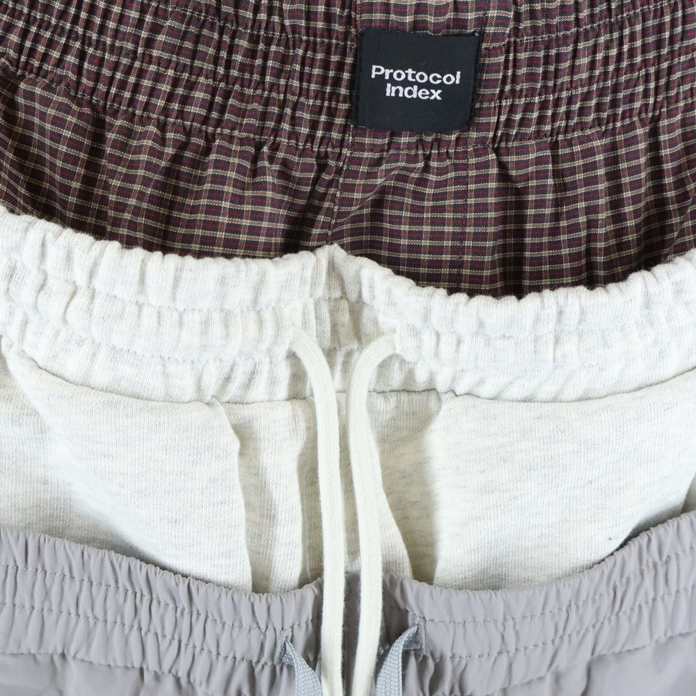 NO BRAND(ノーブランド) Protocol Index LAYERED TRACK PANTS プロトコル インデックス レイヤードトラックパンツ グレー PI25AWMB02-GRY