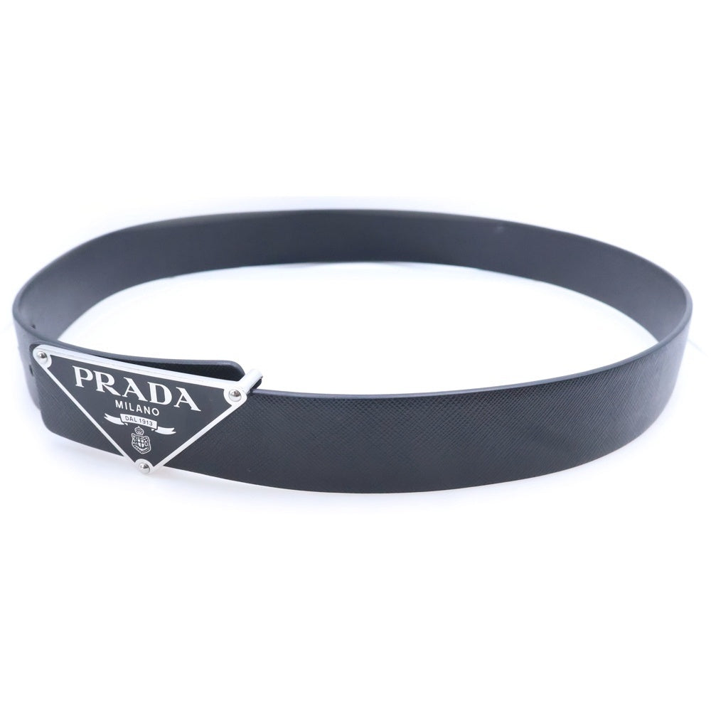 PRADA(プラダ) トライアングルロゴプレート バックル付きベルト ブラック レディース
