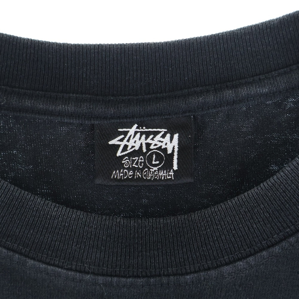 STUSSY(ステューシー) Camellias Pigment Dyed Tee プリント半袖Tシャツ 半袖カットソー ブラック