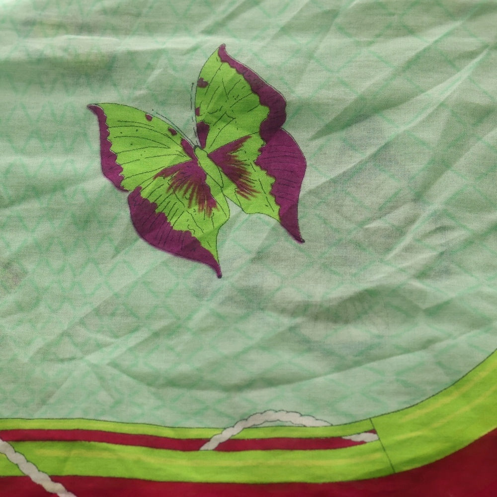 HERMES(エルメス) 蝶 大判 スカーフ ピンク/グリーン レディース