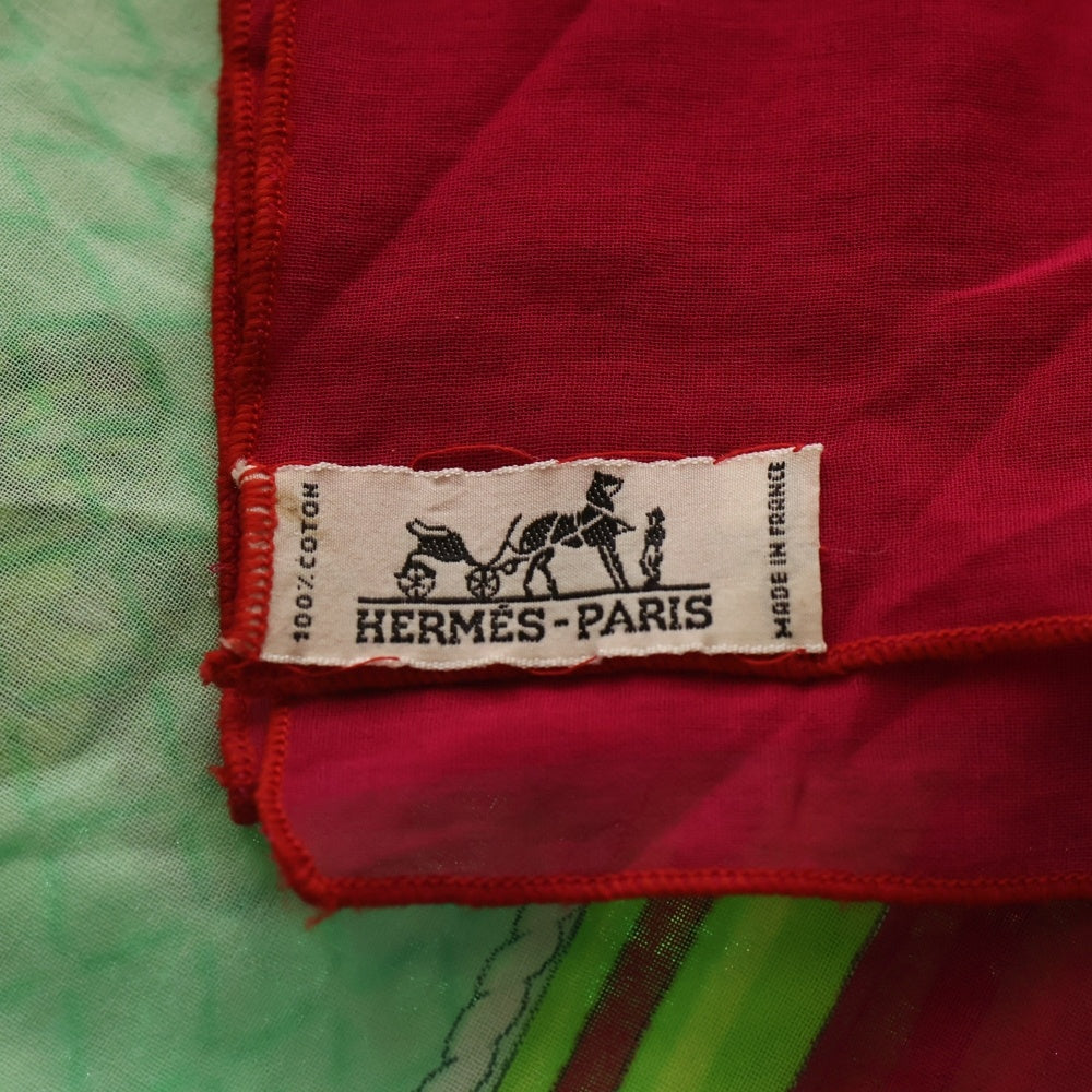 HERMES(エルメス) 蝶 大判 スカーフ ピンク/グリーン レディース