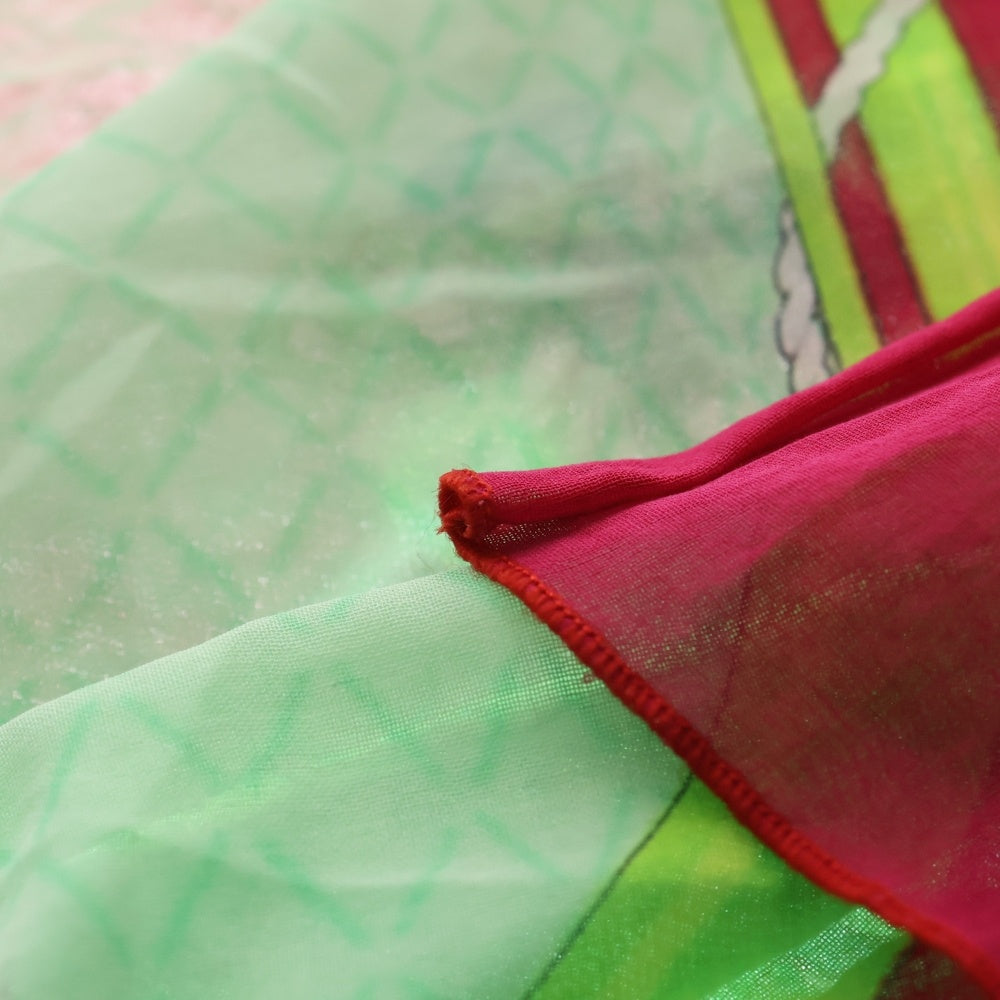 HERMES(エルメス) 蝶 大判 スカーフ ピンク/グリーン レディース