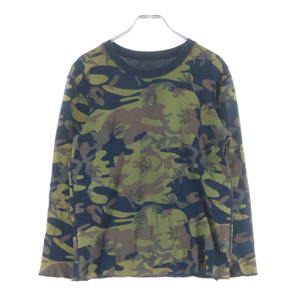 lucien pellat-finet(ルシアンペラフィネ) 迷彩柄 ドクロ 長袖Tシャツカットソー カーキ