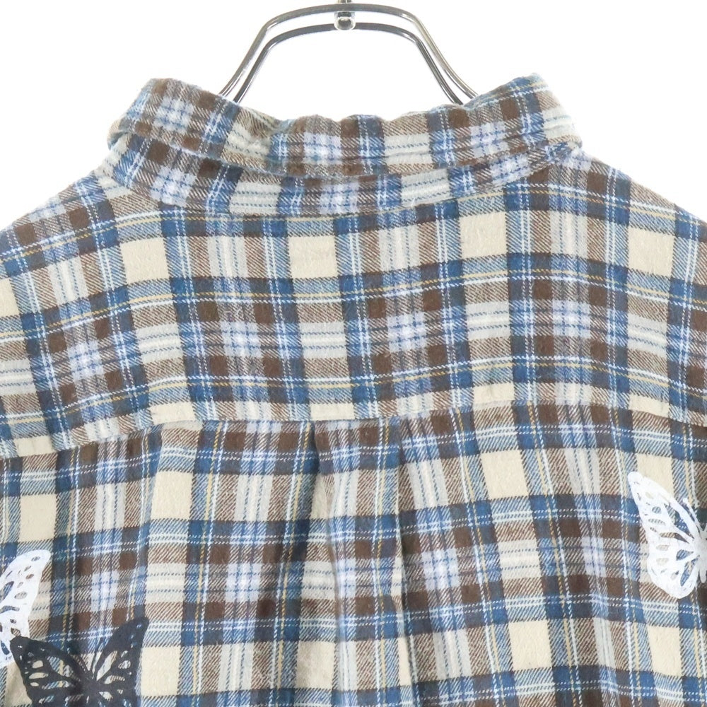 About Dreams(アバウトドリームズ) FLANNEL SHIRT バタフライプリント フランネルシャツ ブラウン
