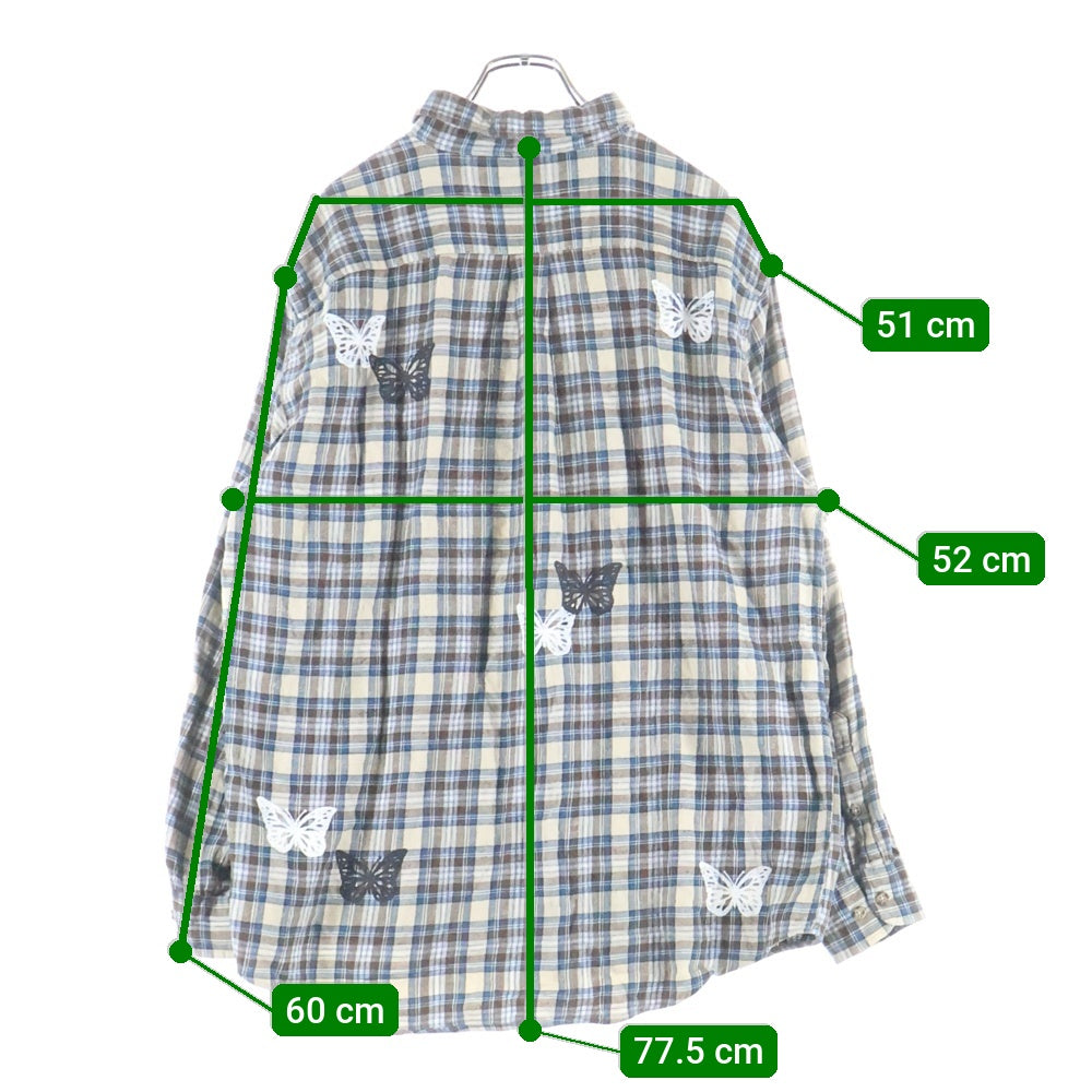 About Dreams(アバウトドリームズ) FLANNEL SHIRT バタフライプリント フランネルシャツ ブラウン