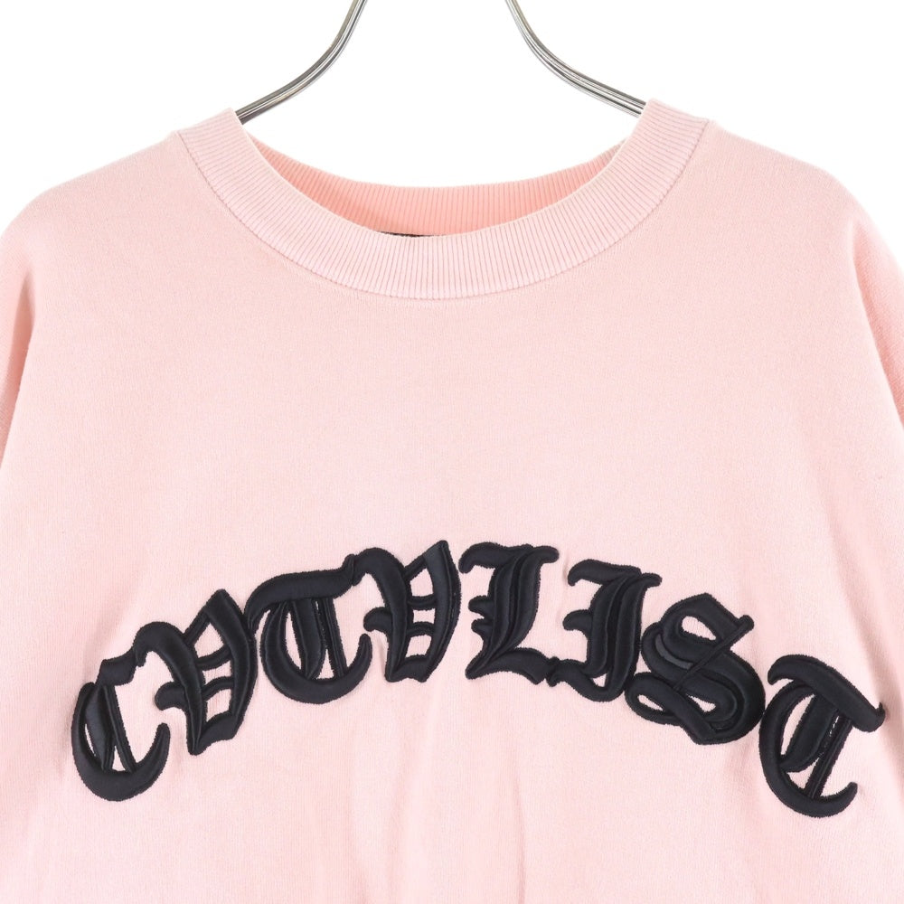 cvtvlist(カタリスト) フロントロゴプリント 裾ジップ クルーネックスウェットトレーナー ピンク 2401010301