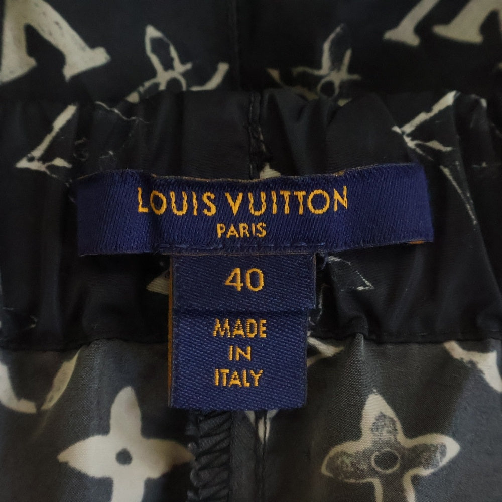 LOUIS VUITTON(ルイヴィトン) 20SS モノグラムステンシルエフェクトジョギングパンツ ナイロンパンツ ブラック/ホワイト RW201W DFU FIPA11