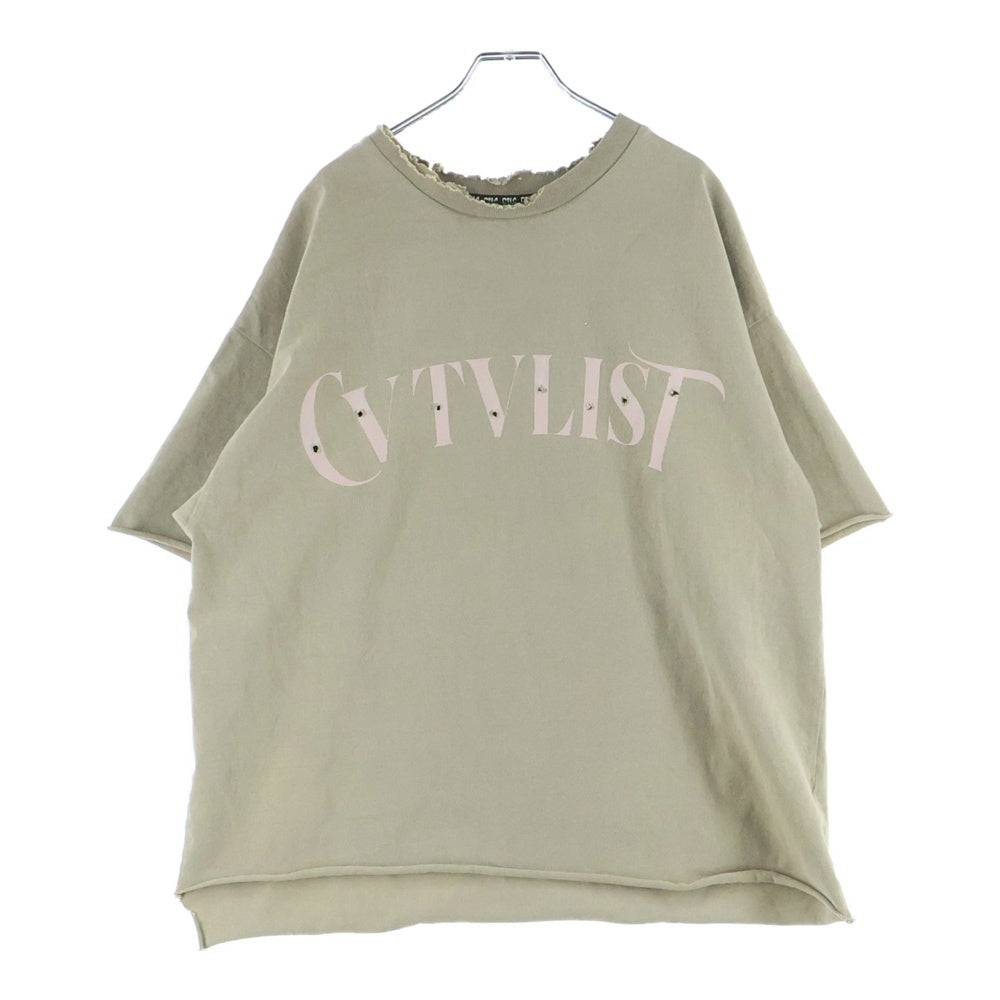 cvtvlist(カタリスト) STREET LORD TEE フロントプリント ダメージ加工 半袖Tシャツカットソー ベージュ