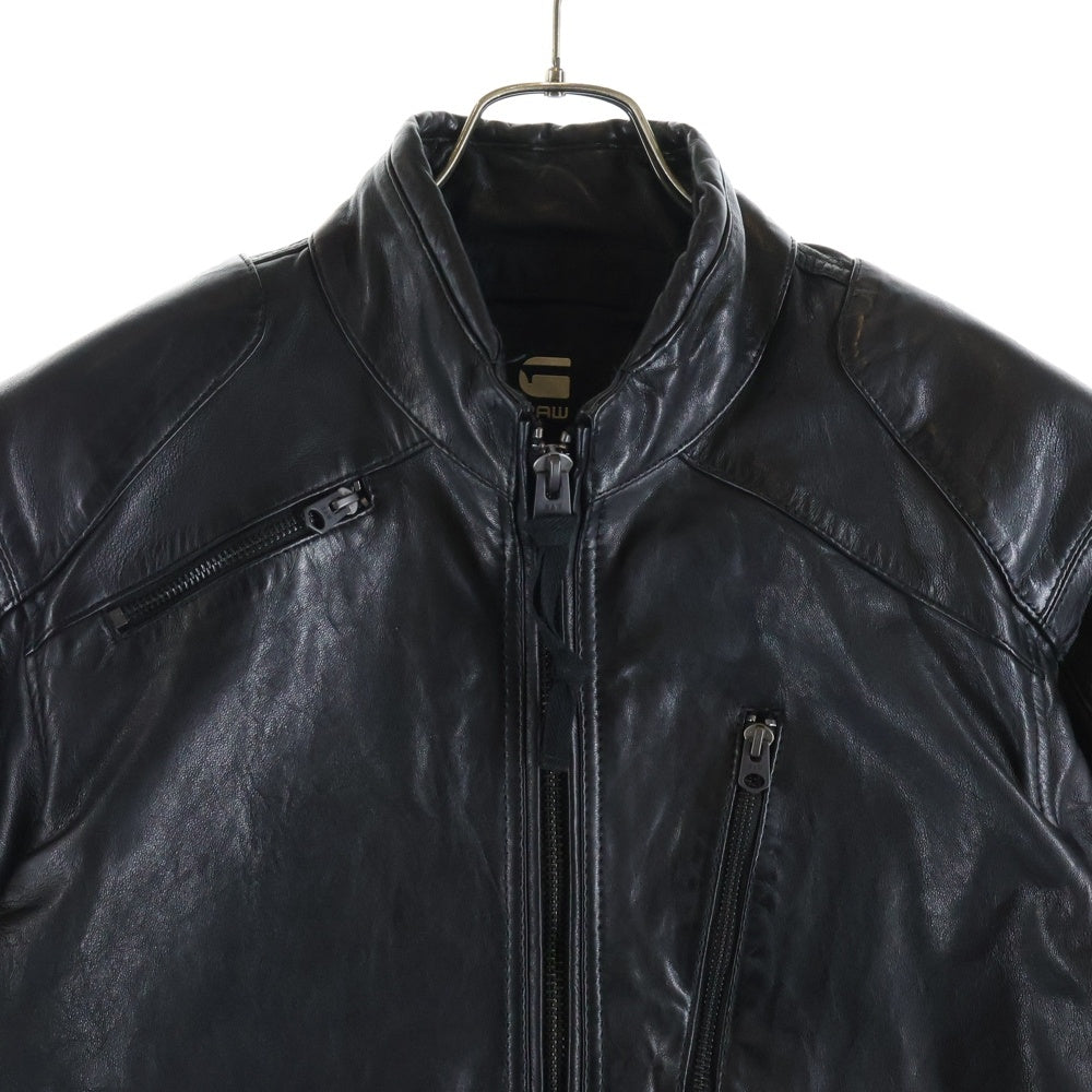 G-STAR RAW(ジースターロウ) ジップアップレザージャケット ブラック