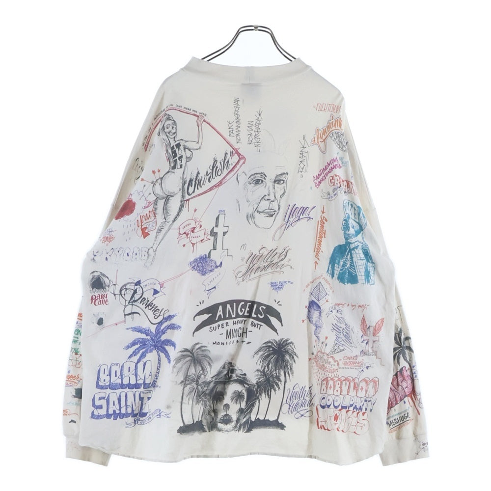 SAINT MICHAEL(セントマイケル) 24SS × BORN X RAISED BR LS TEE LA WHITE SM-YS8-0000-C10 ボーンアンドレイズド マルチデザイン長袖Tシャツ カットソー ホワイト