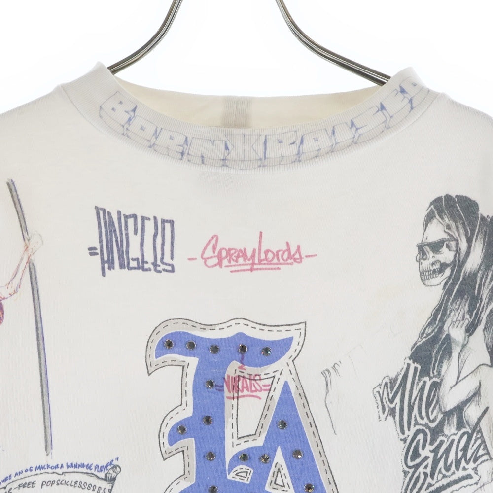 SAINT MICHAEL(セントマイケル) 24SS × BORN X RAISED BR LS TEE LA WHITE SM-YS8-0000-C10 ボーンアンドレイズド マルチデザイン長袖Tシャツ カットソー ホワイト