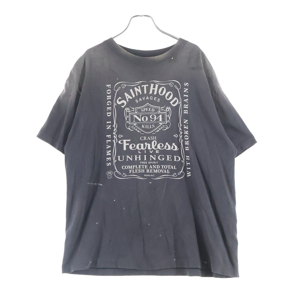 SAINT MICHAEL(セントマイケル) ×25SS NEIGHBORHOOD ネイバーフッド ヴィンテージ加工 プリント 半袖Tシャツカットソー グレー 25119SMN-CSM03S