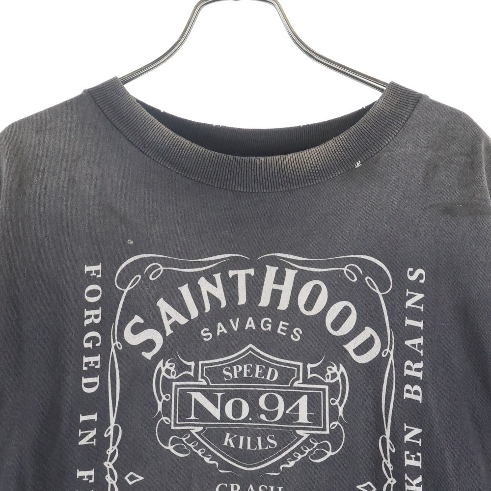 SAINT MICHAEL(セントマイケル) ×25SS NEIGHBORHOOD ネイバーフッド ヴィンテージ加工 プリント 半袖Tシャツカットソー グレー 25119SMN-CSM03S