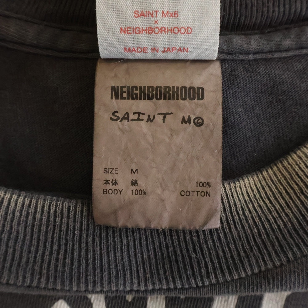SAINT MICHAEL(セントマイケル) ×25SS NEIGHBORHOOD ネイバーフッド ヴィンテージ加工 プリント 半袖Tシャツカットソー グレー 25119SMN-CSM03S