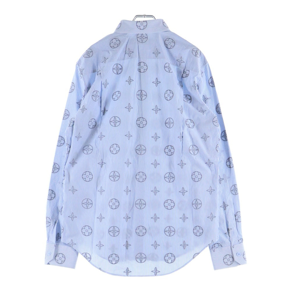 LOUIS VUITTON(ルイヴィトン) 21SS モノグラム総柄ストライプ長袖シャツ ブルーRM211M ZQJ HKS17W