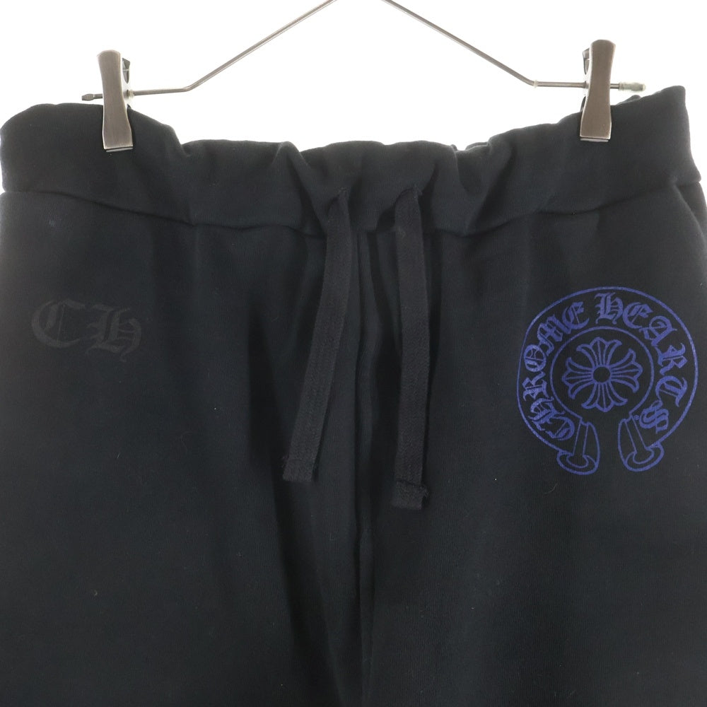 CHROME HEARTS(クロムハーツ) SWTSHRT PANTS フロントスクロールラベル サイドロゴ プリント スウェットパンツ ブラック/ブルー