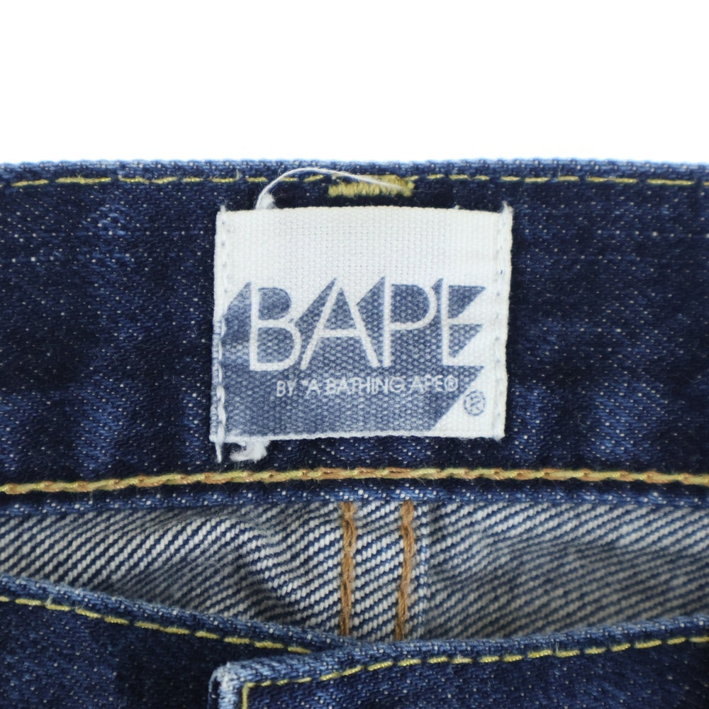 A BATHING APE(アベイシングエイプ) バッグアーチロゴ入りデニムパンツ ストレートパンツ インディゴ