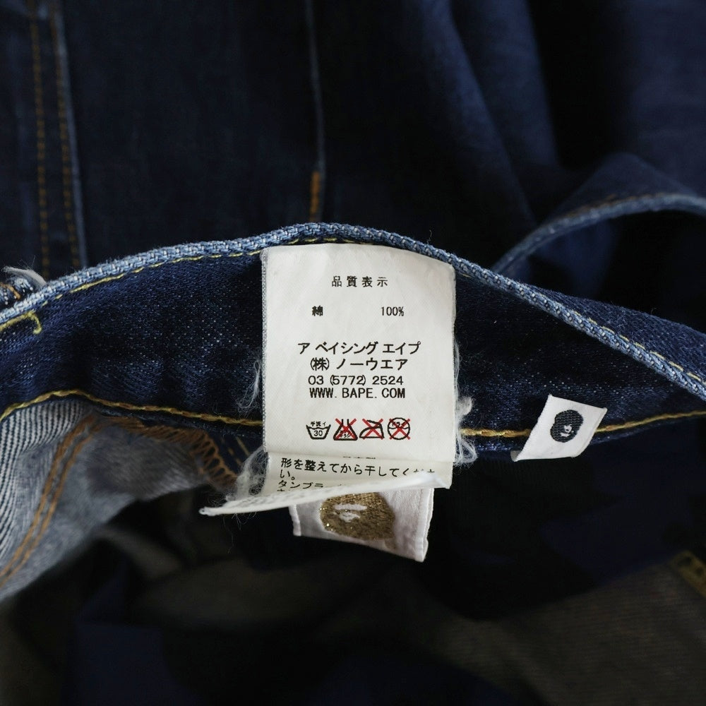 A BATHING APE(アベイシングエイプ) バッグアーチロゴ入りデニムパンツ ストレートパンツ インディゴ