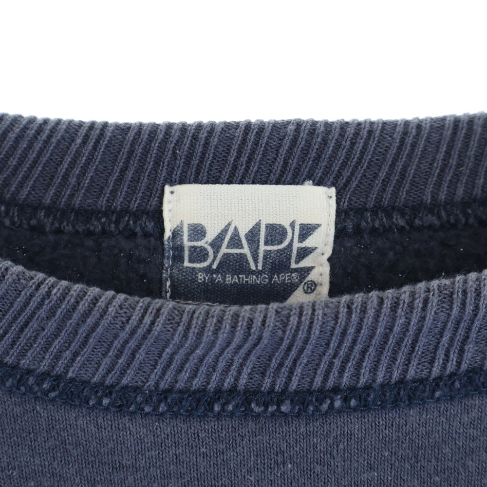 A BATHING APE(アベイシングエイプ) 90s バッグ刺繍クルーネックスウェットトレーナー ネイビー