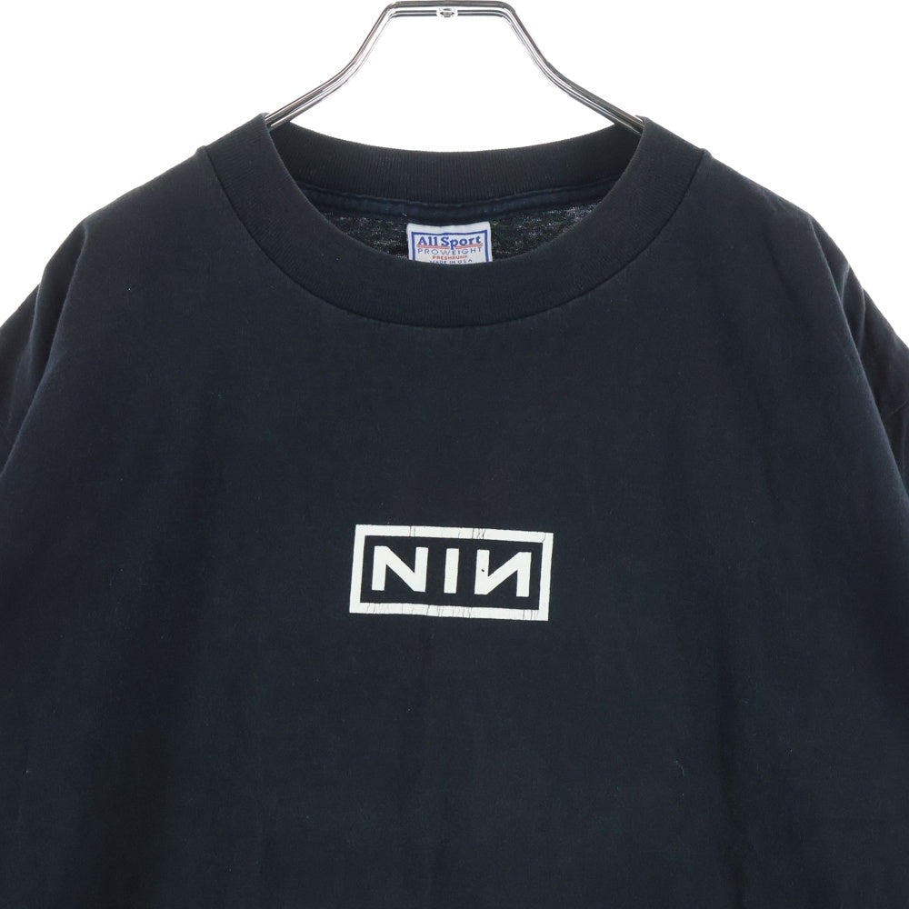 VINTAGE(ヴィンテージ) 90S NINE INCH NAILS BOX LOGO ヴィンテージ ナインチネイルズ ボックスロゴ ALL Sportタグ Tシャツ 半袖クルーネックカットソー ブラック