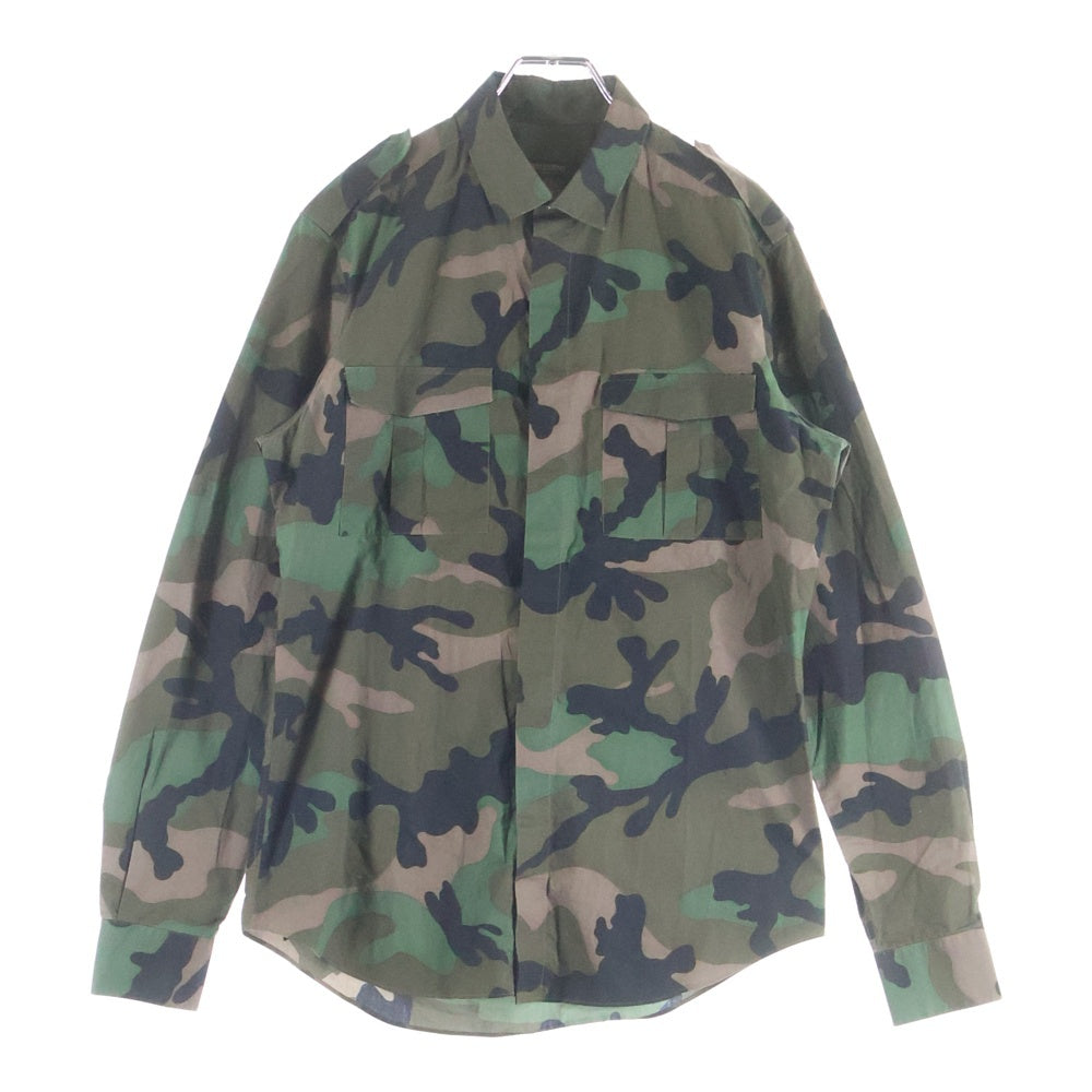 VALENTINO(ヴァレンティノ) バッグドラゴン刺繍シャツ 迷彩長袖シャツ カーキ