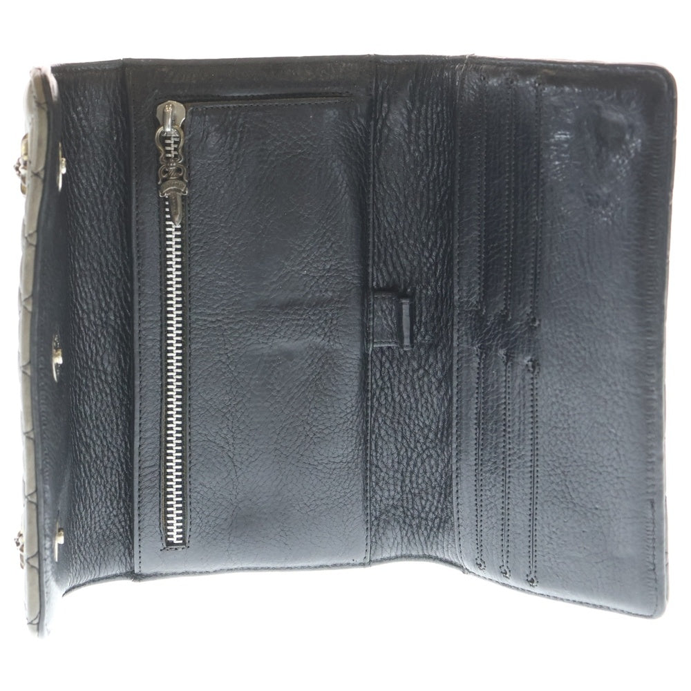 CHROME HEARTS(クロムハーツ) WAVE4 QLT 3SNP #4ウェーブキルティングレザーウォレット財布 グレー