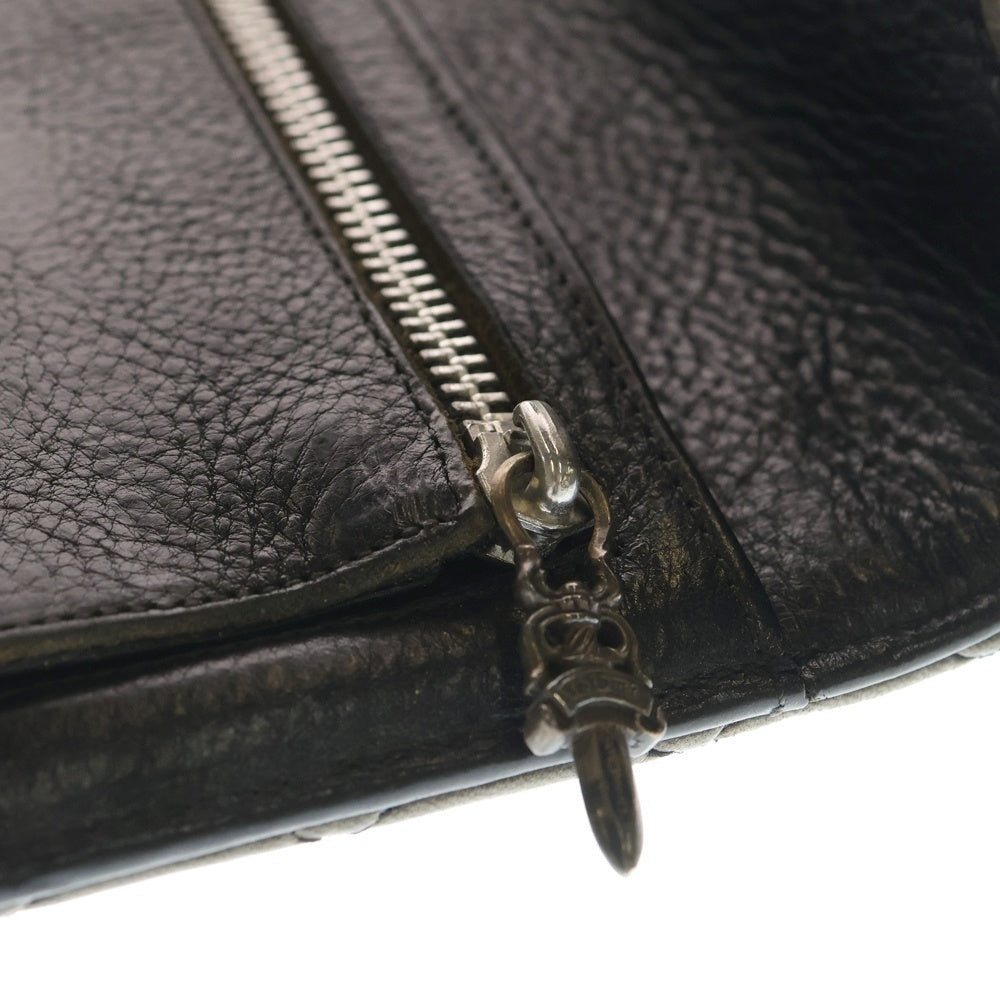 CHROME HEARTS(クロムハーツ) WAVE4 QLT 3SNP #4ウェーブキルティングレザーウォレット財布 グレー