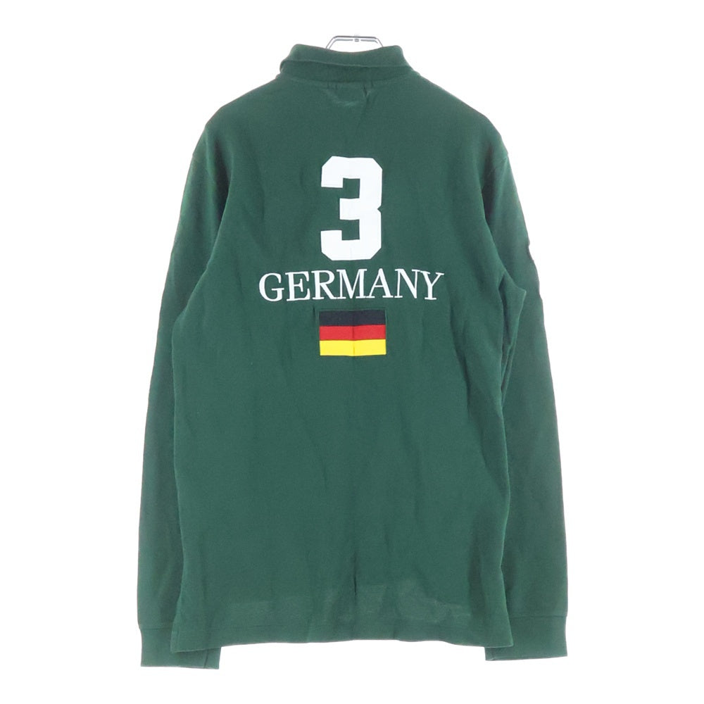 POLO RALPH LAUREN(ポロラルフローレン) ポニー ドイツ国旗刺繍 長袖ラガーシャツ グリーン