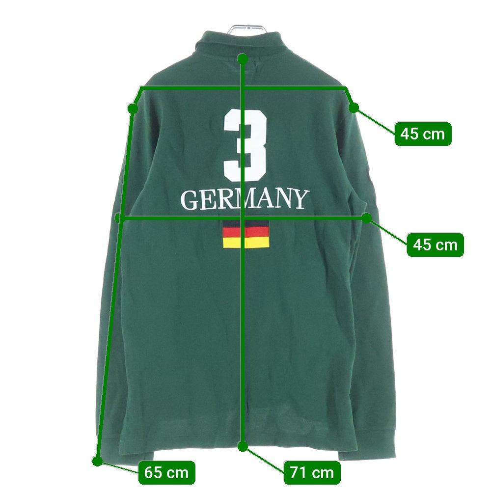 POLO RALPH LAUREN(ポロラルフローレン) ポニー ドイツ国旗刺繍 長袖ラガーシャツ グリーン